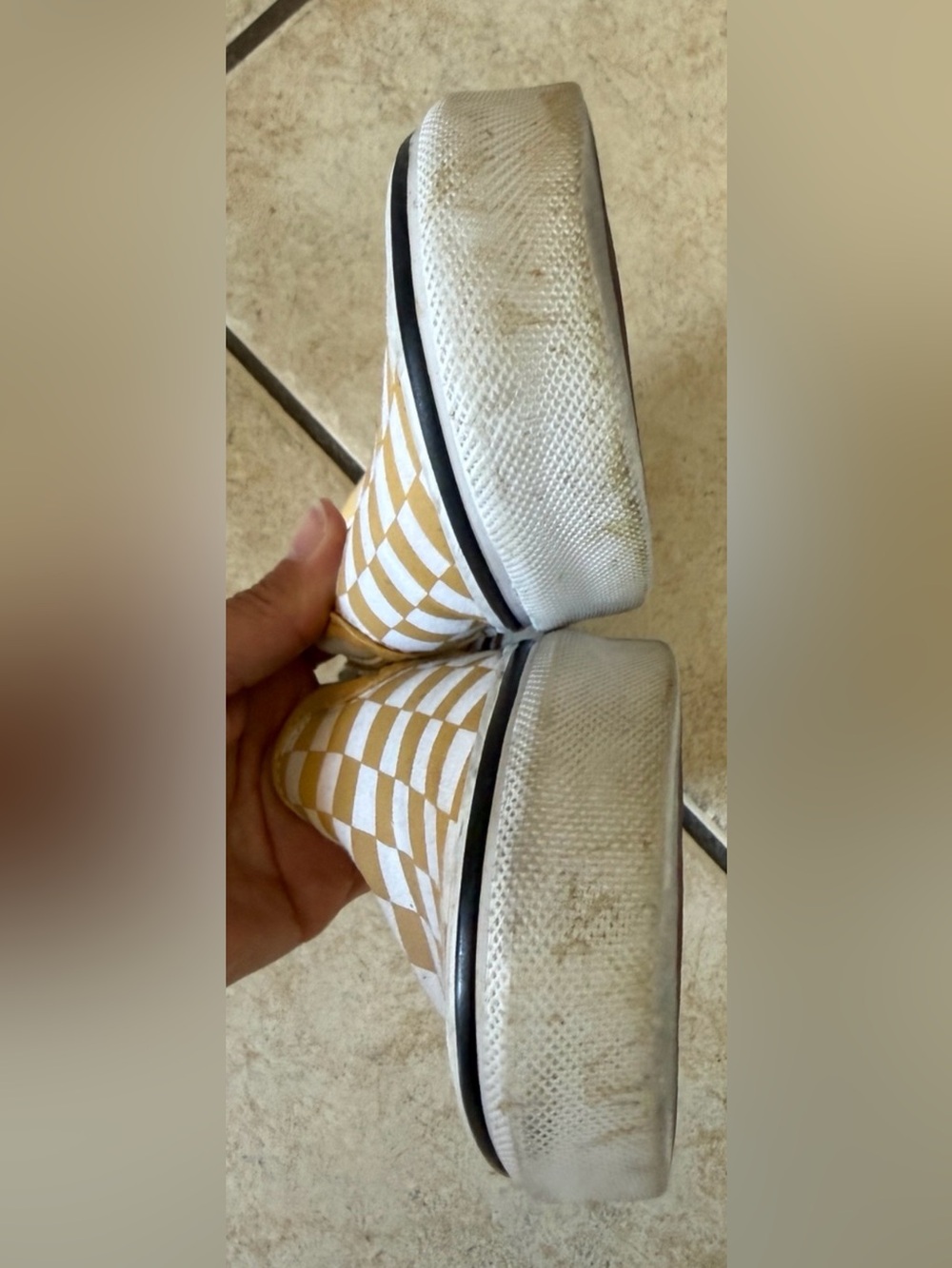 Vans Checkerboard Slip-On Mustard White Size 7.5 Women - Picture 4 of 9